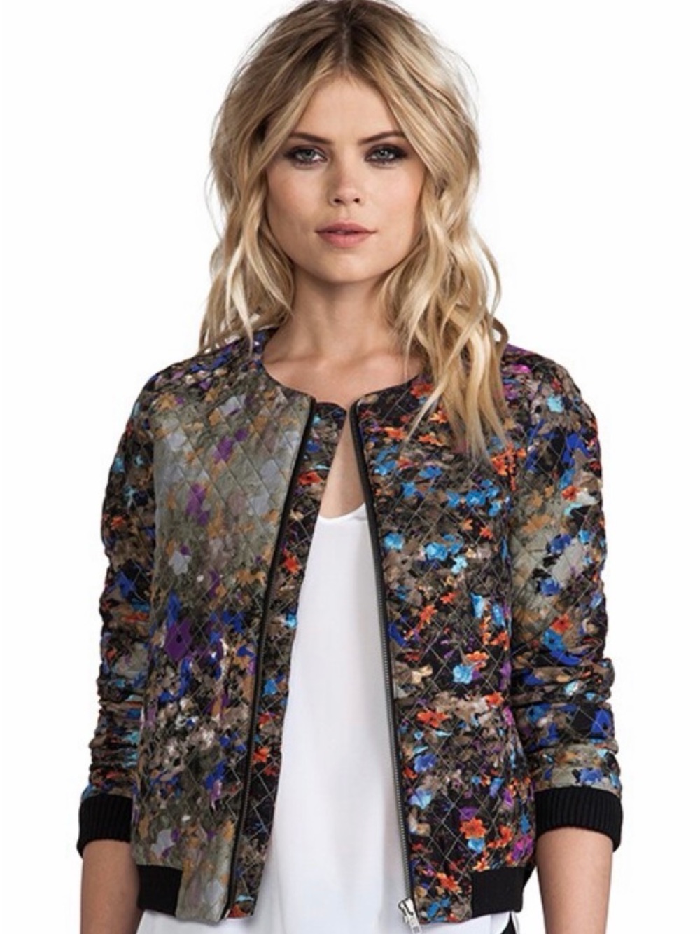 Parker Quilted Floral Bomber Jacket sz M